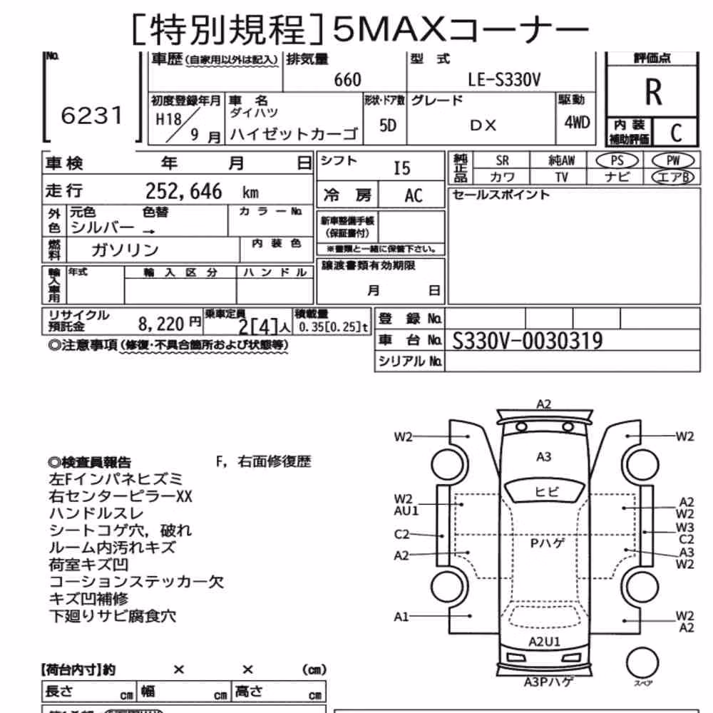 Notka aukcyjna: DAIHATSU HIJET CARGO 5D 4WD DX