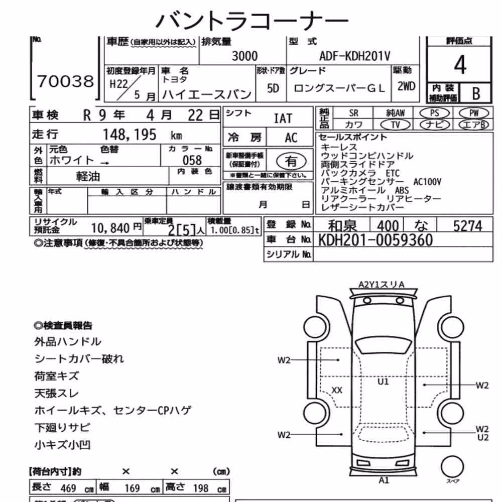 Notka aukcyjna: TOYOTA HIACE VAN 5D LONG SUPER GL
