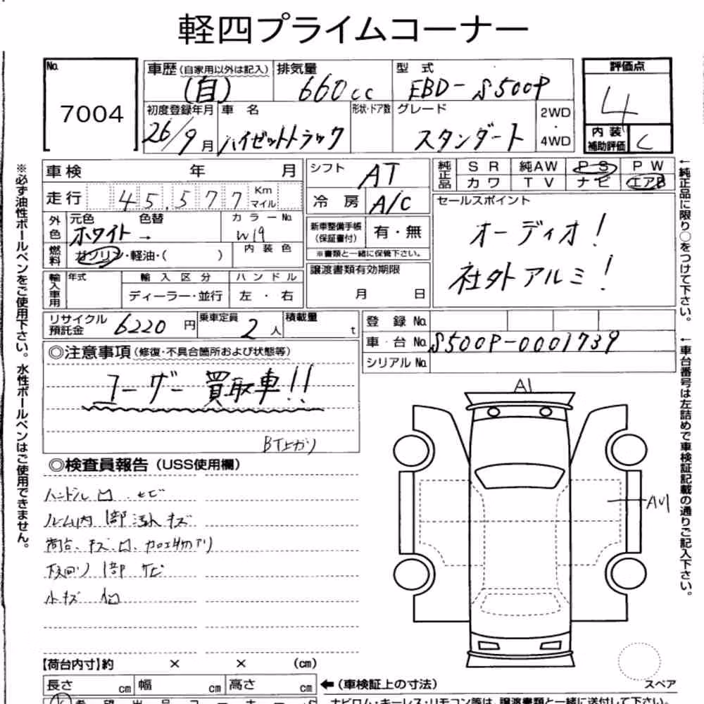 Notka aukcyjna: DAIHATSU HIJET TRUCK STANDARD