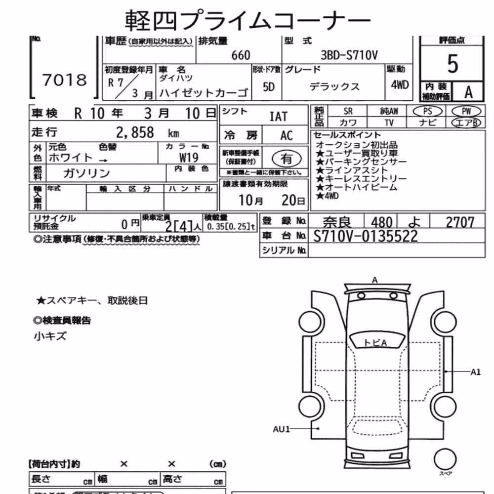 Notka aukcyjna: DAIHATSU HIJET CARGO 5D 4WD DELUXE