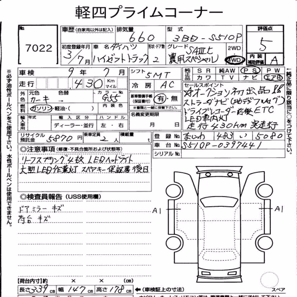 Notka aukcyjna: DAIHATSU HIJET TRUCK 4WD OTHERS