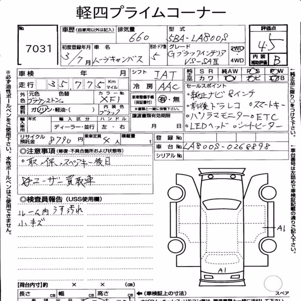 Notka aukcyjna: DAIHATSU MOVE CANBUS G BLACK INTERIOR VS SA3