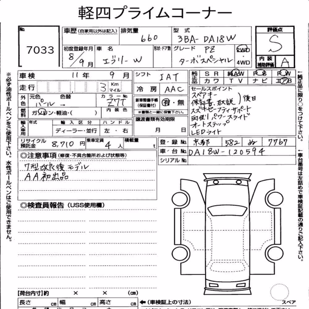 Notka aukcyjna: SUZUKI EVERY WAGON PZ TURBO SPECIAL