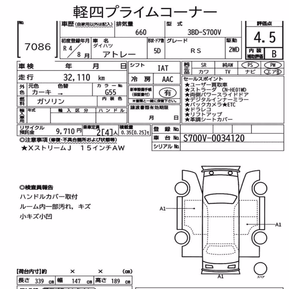 Notka aukcyjna: DAIHATSU ATRAI 5D RS