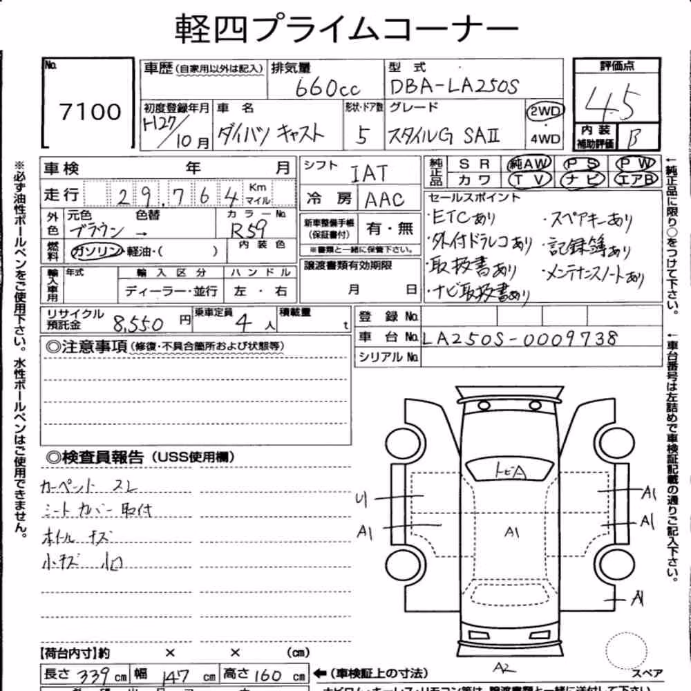 Notka aukcyjna: DAIHATSU CAST STYLE G SAⅡ