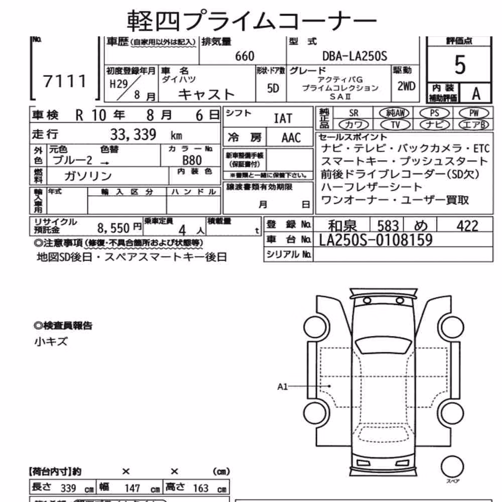 Notka aukcyjna: DAIHATSU CAST ACTIVA G PRIME COLLECTION SA Ⅱ