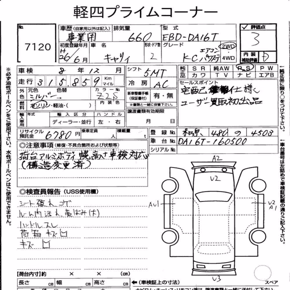 Notka aukcyjna: SUZUKI CARRY TRUCK KC AIR CONDITIONING POWER STEERING