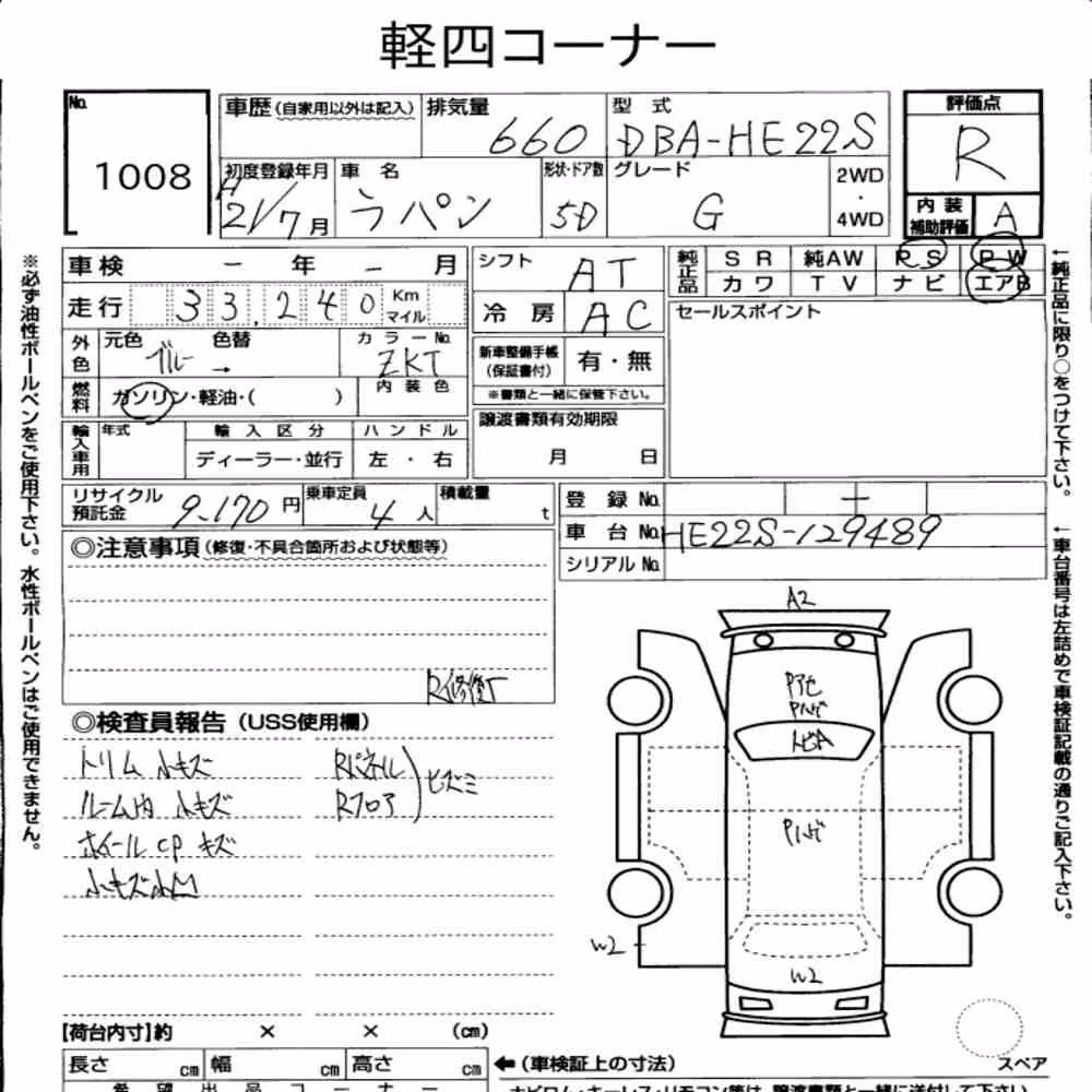 Notka aukcyjna: SUZUKI ALTO LAPIN G