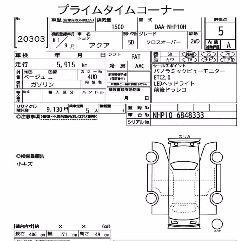 Notka aukcyjna: TOYOTA AQUA CROSSOVER