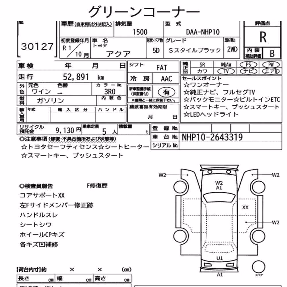 Notka aukcyjna: TOYOTA AQUA S STYLE BLACK