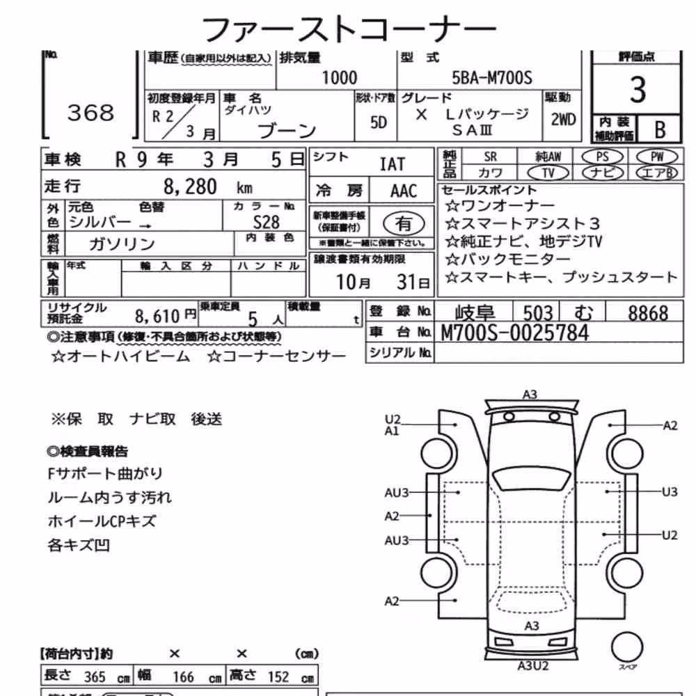 Notka aukcyjna: DAIHATSU BOON X L PACKAGE SA Ⅲ