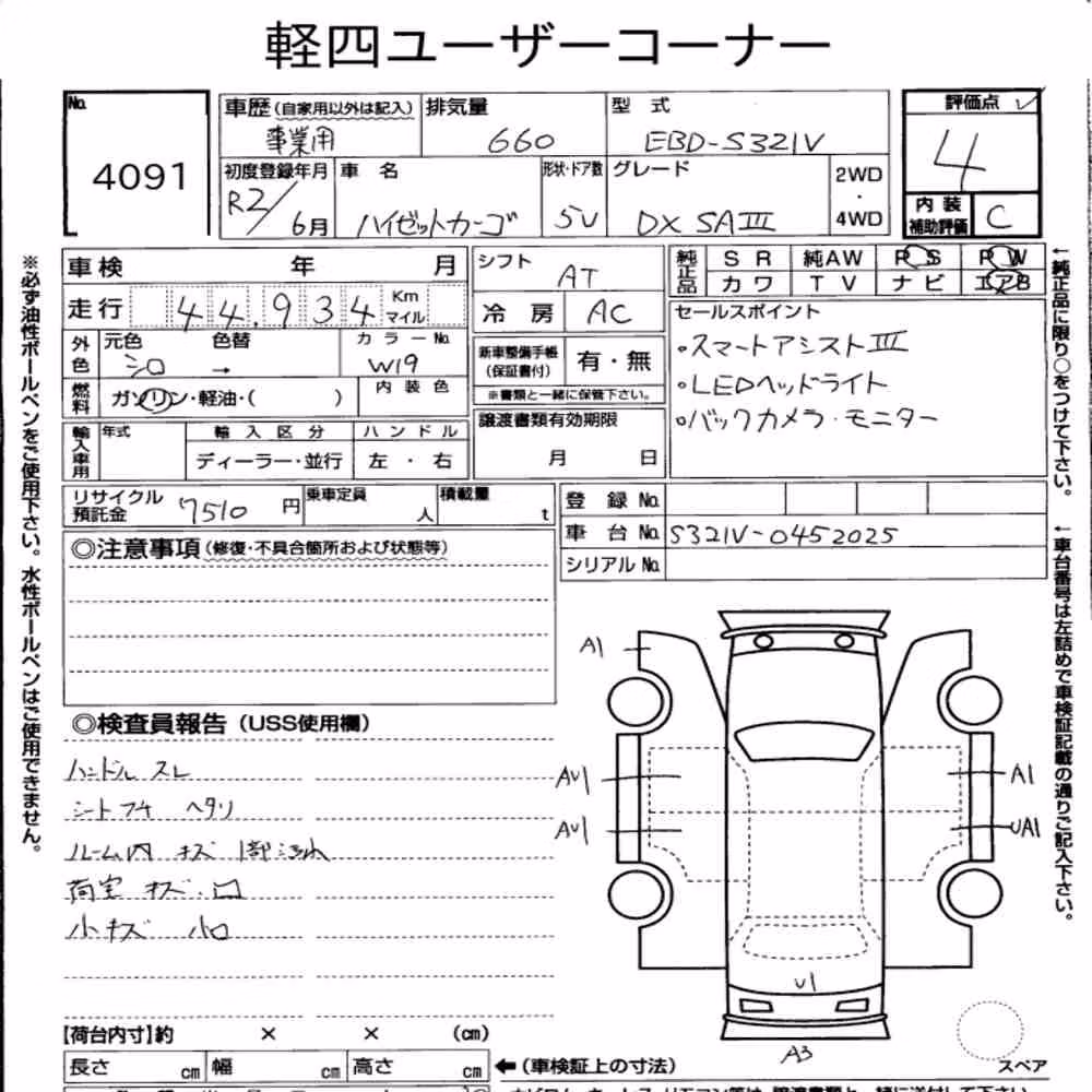 Notka aukcyjna: DAIHATSU HIJET CARGO 5D DELUXE SA Ⅲ