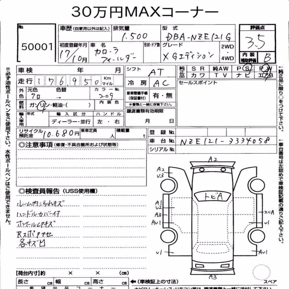 Notka aukcyjna: TOYOTA COROLLA FIELDER X G EDITION