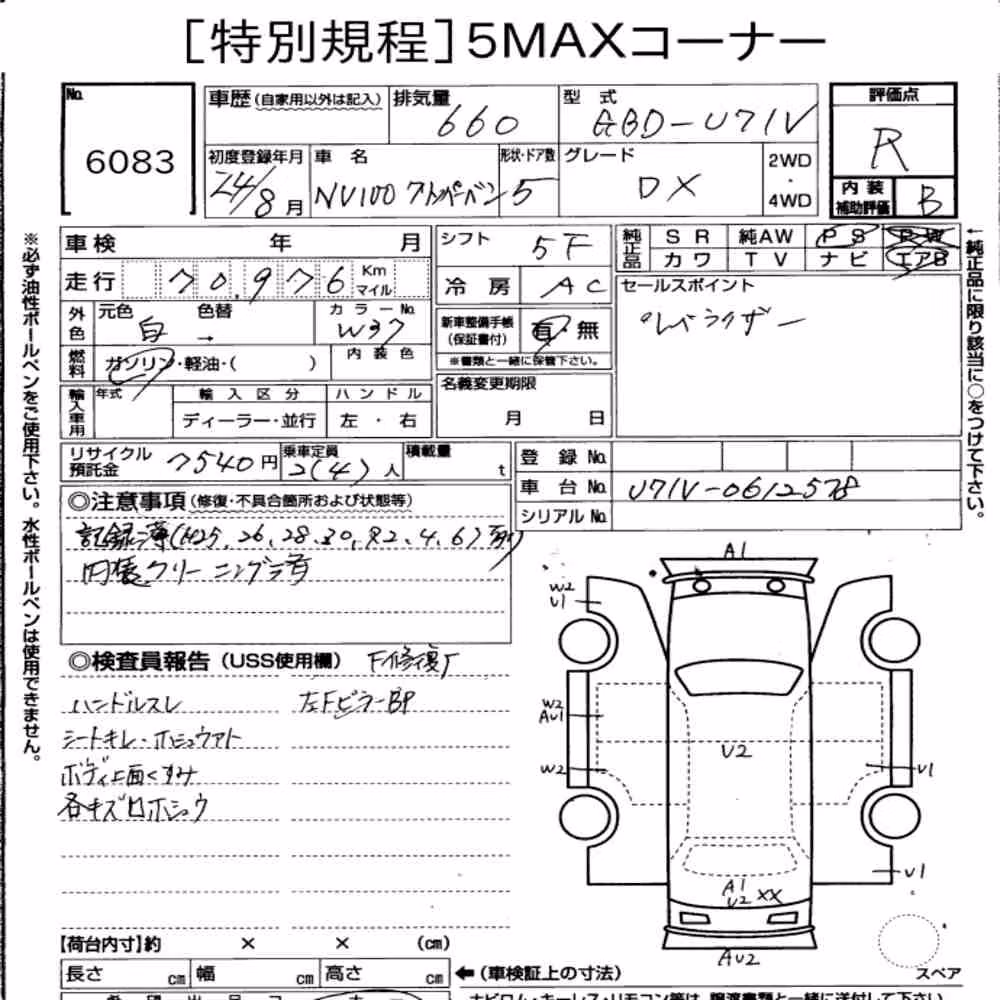Notka aukcyjna: NISSAN NV100CLIPPER VAN DX