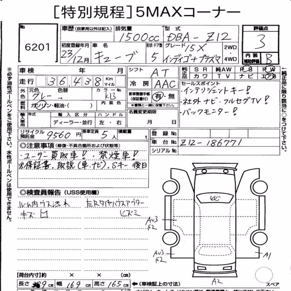 Notka aukcyjna: NISSAN CUBE 15X INDIGO + PLASMA