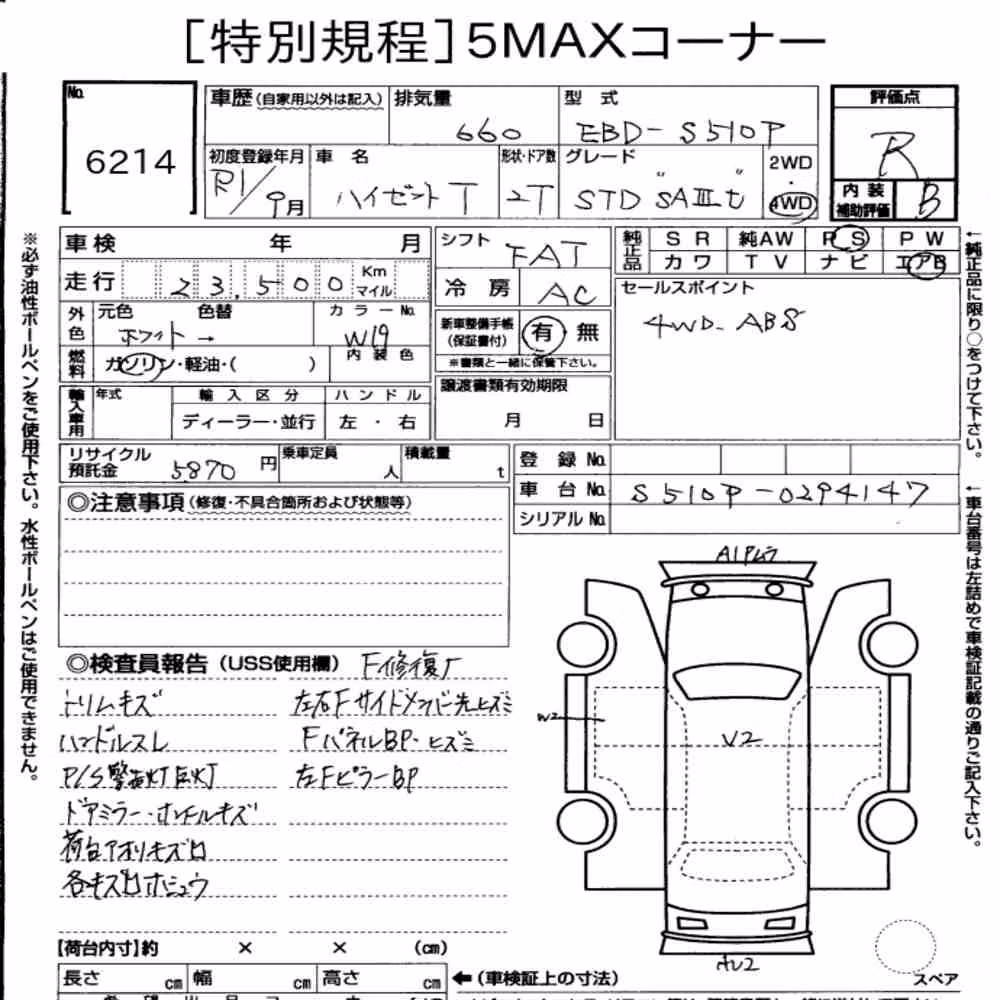 Notka aukcyjna: DAIHATSU HIJET TRUCK 4WD STANDARD SA ⅢT