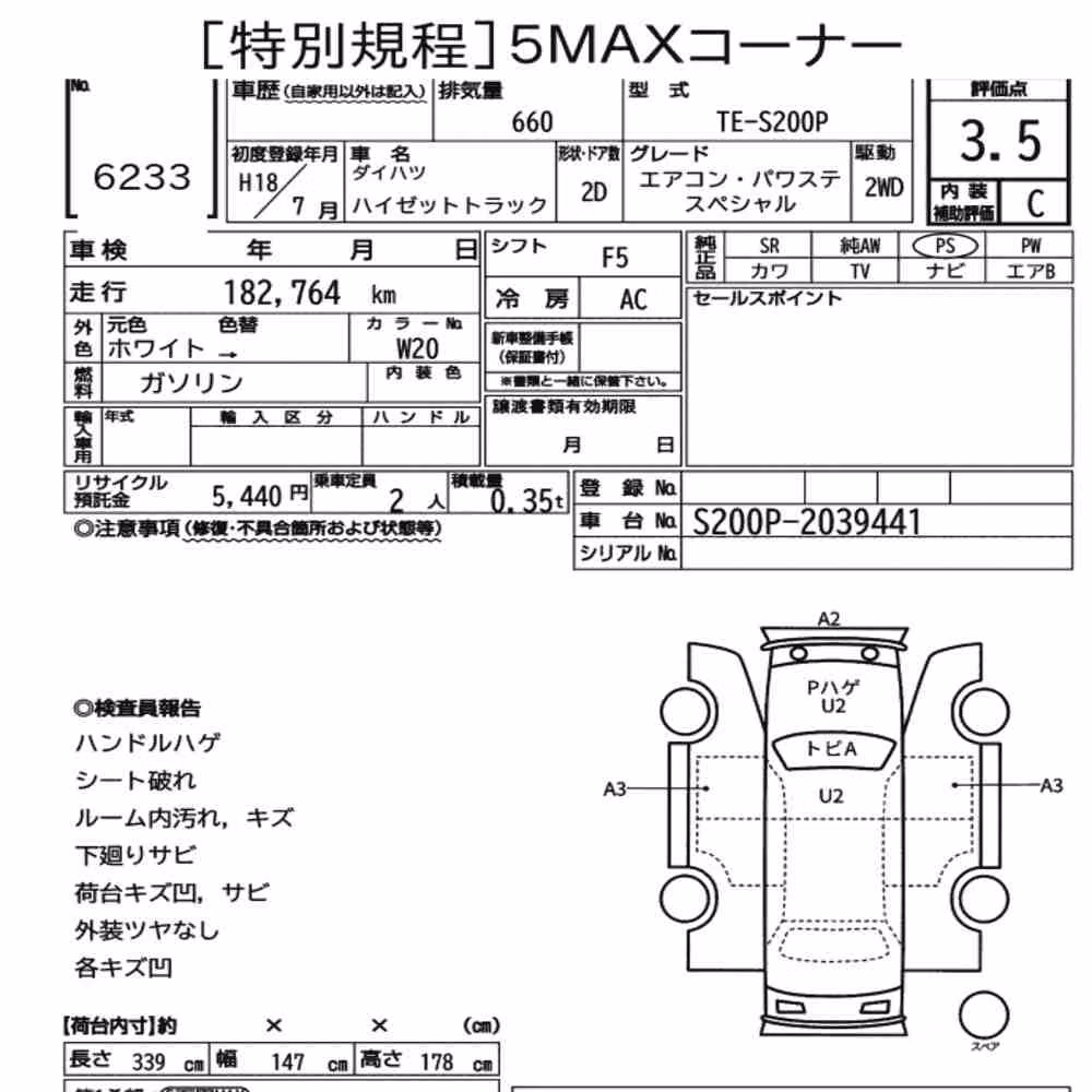 Notka aukcyjna: DAIHATSU HIJET TRUCK AIR-CONDITIONER POWER-STEERING SPECIAL