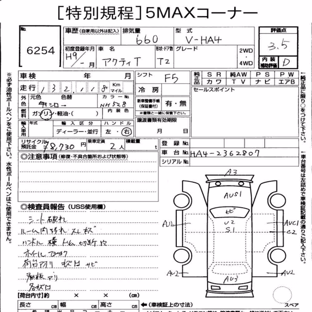 Notka aukcyjna: HONDA ACTY TRUCK 4WD