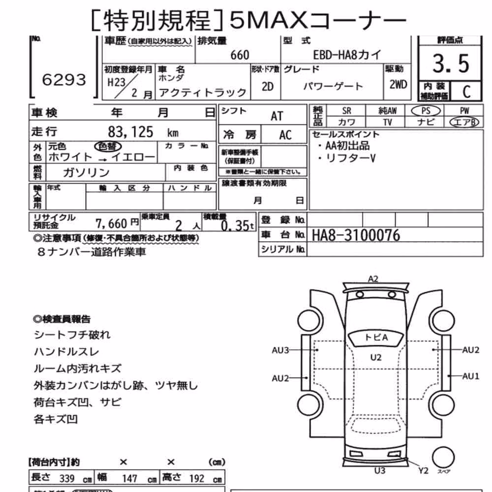 Notka aukcyjna: HONDA ACTY TRUCK OTHERS