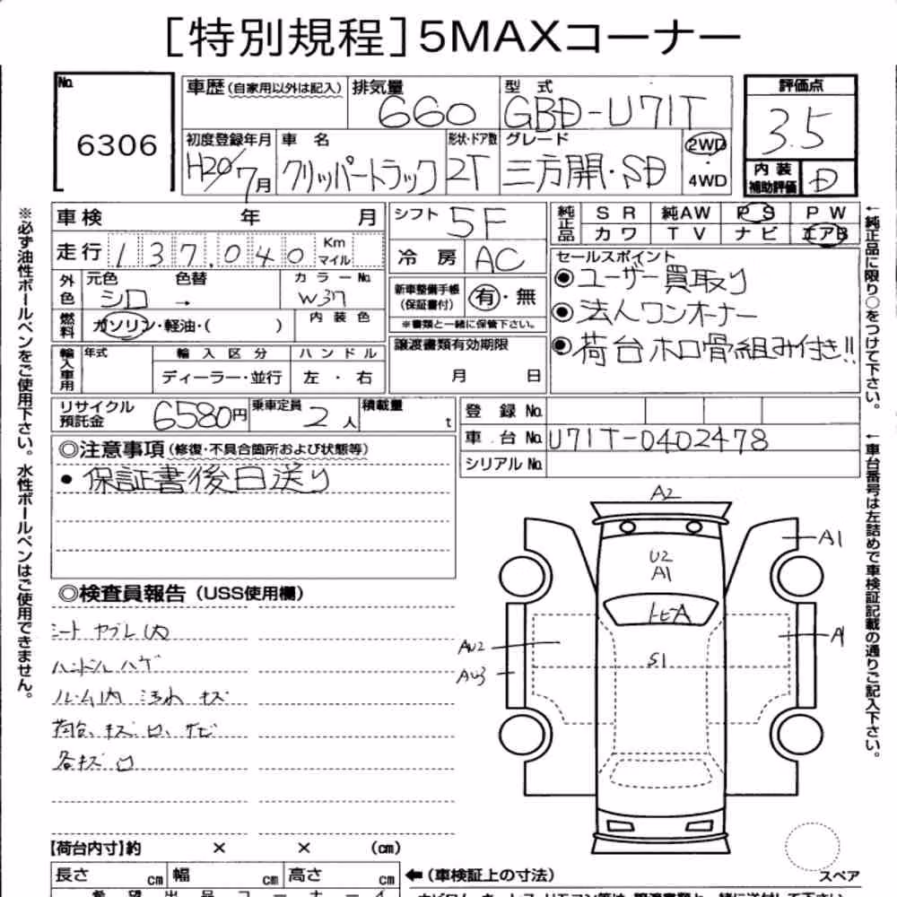 Notka aukcyjna: NISSAN CLIPPER TRUCK SD