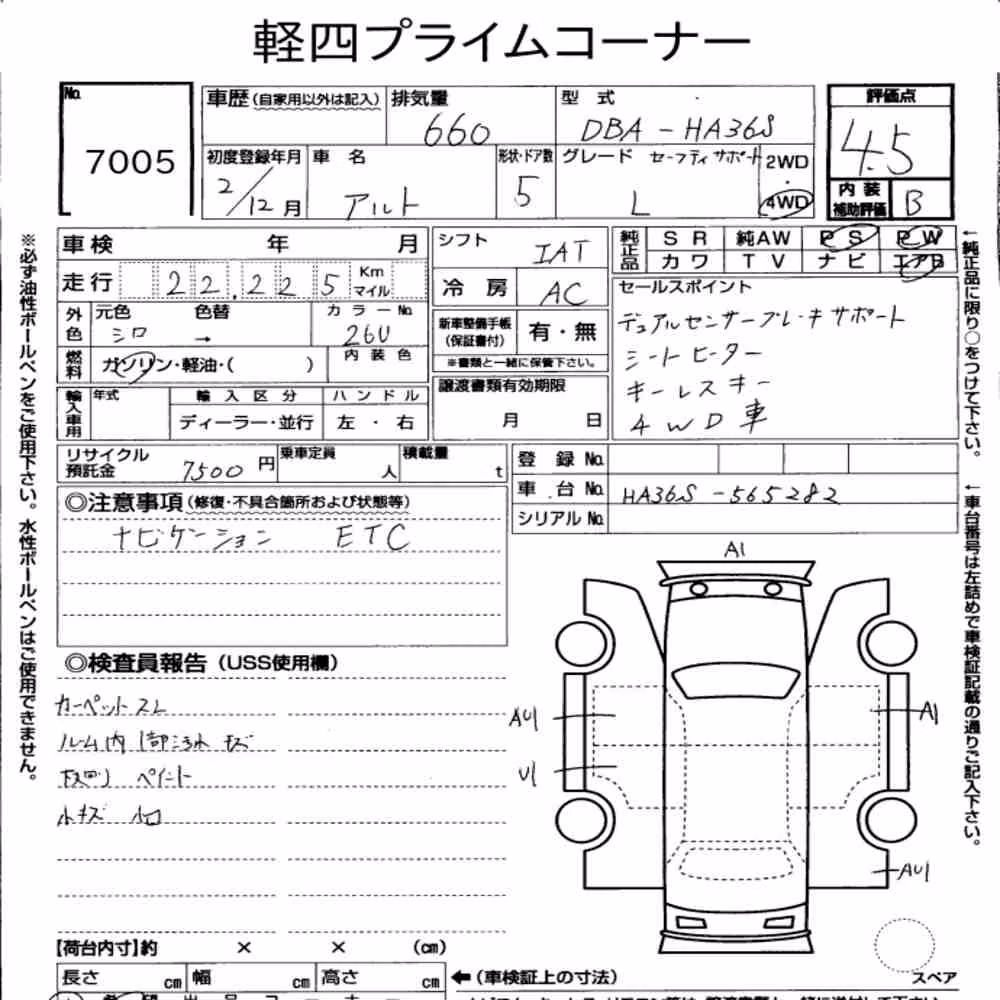 Notka aukcyjna: SUZUKI ALTO 5D 4WD L