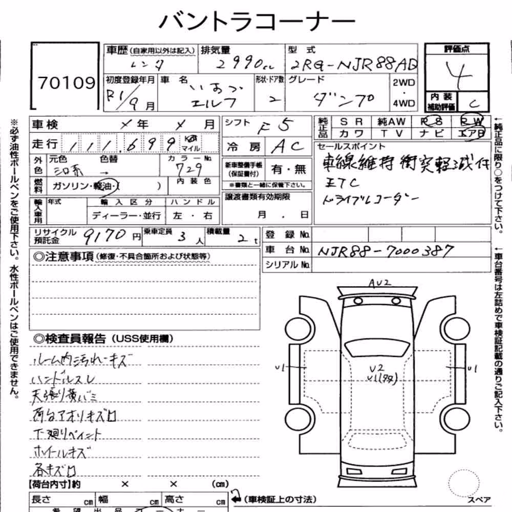 Notka aukcyjna: ISUZU ELF TRUCK 2D DUMP