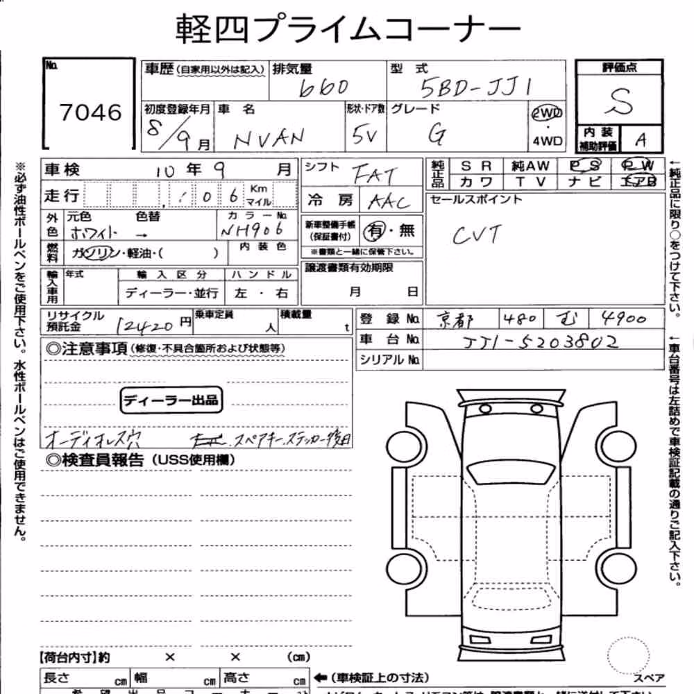 Notka aukcyjna: HONDA N-VAN G