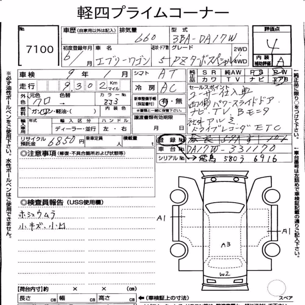 Notka aukcyjna: SUZUKI EVERY WAGON PZ TURBO SPECIAL