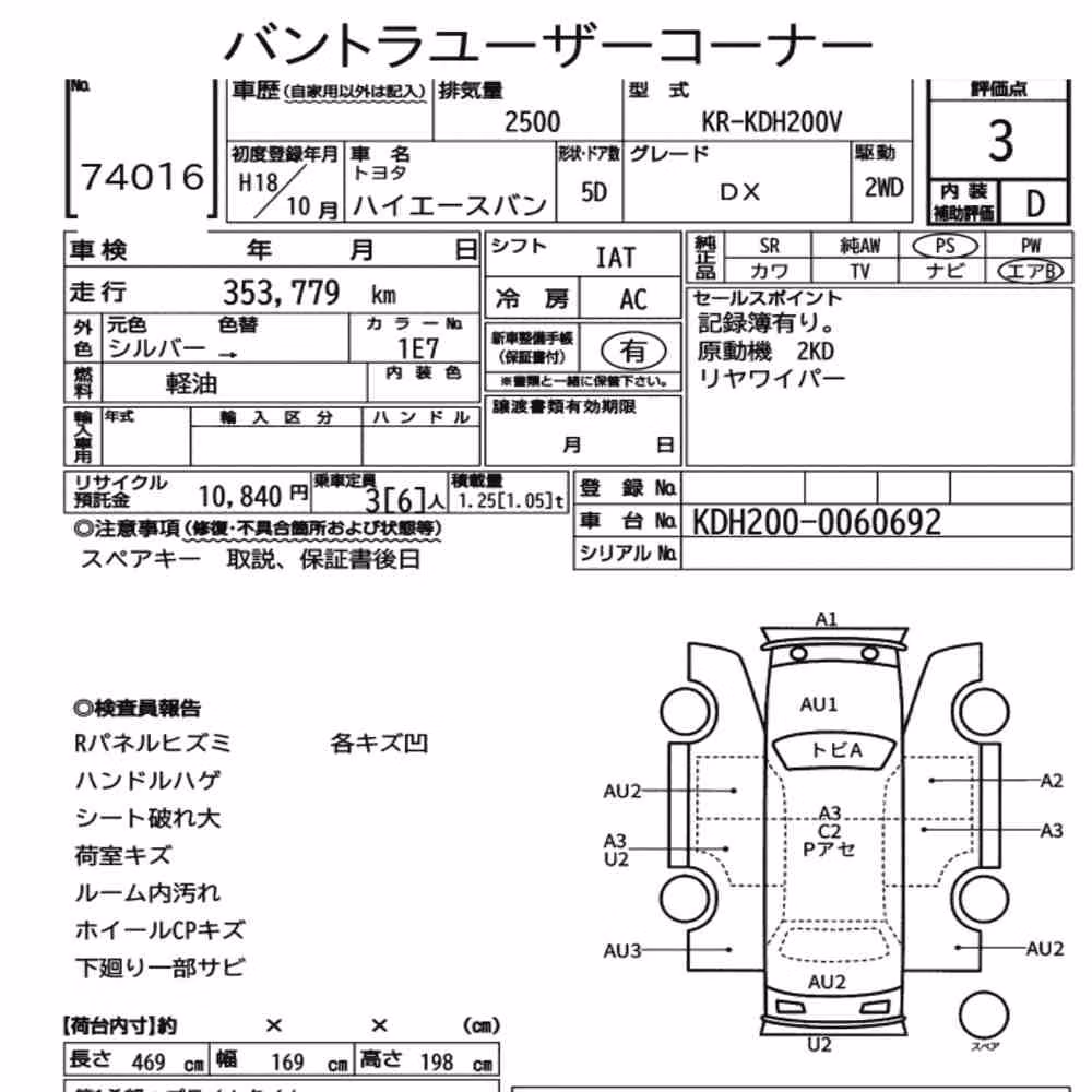 Notka aukcyjna: TOYOTA HIACE VAN 5D DX