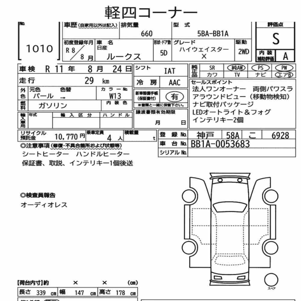 Notka aukcyjna: NISSAN ROOX HIGHWAY STAR X