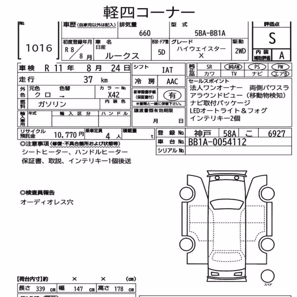 Notka aukcyjna: NISSAN ROOX HIGHWAY STAR X