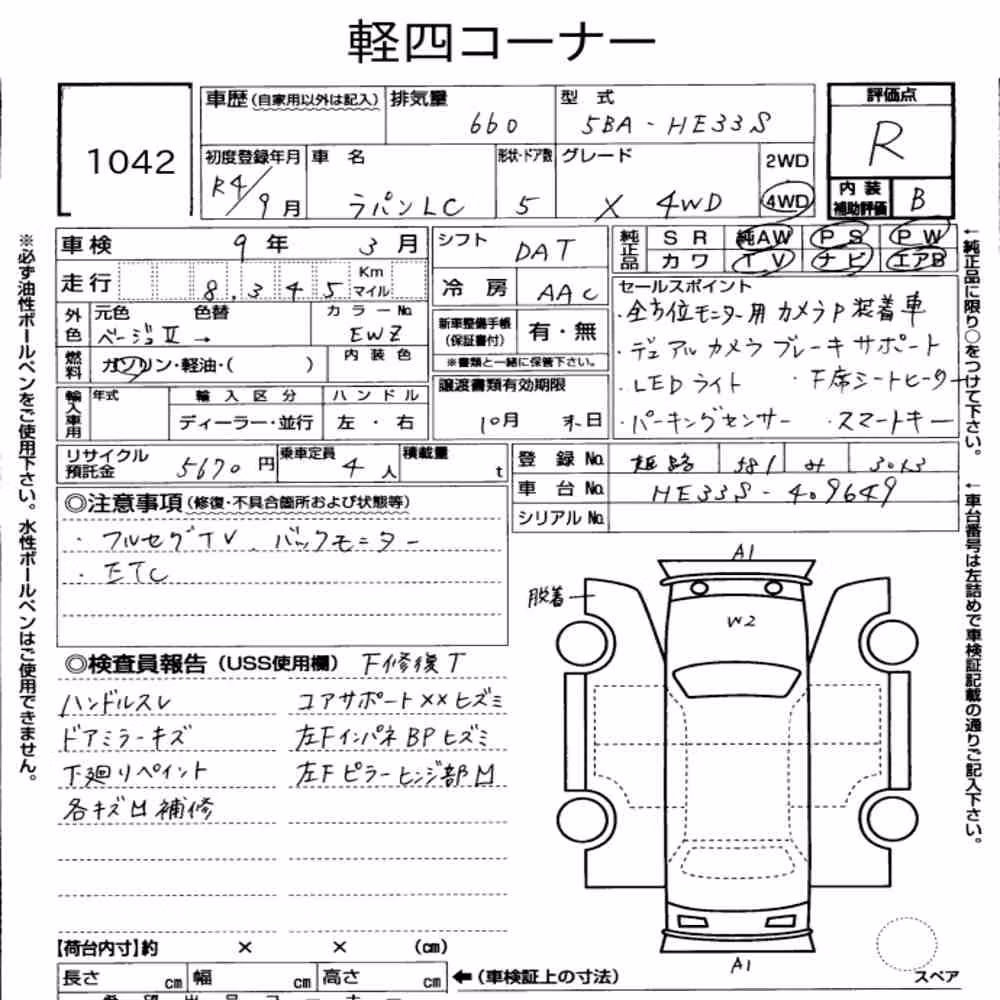 Notka aukcyjna: SUZUKI ALTO LAPIN LC 4WD X
