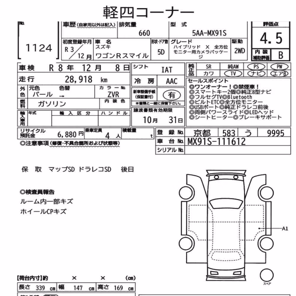 Notka aukcyjna: SUZUKI WAGON R SMILE OTHERS