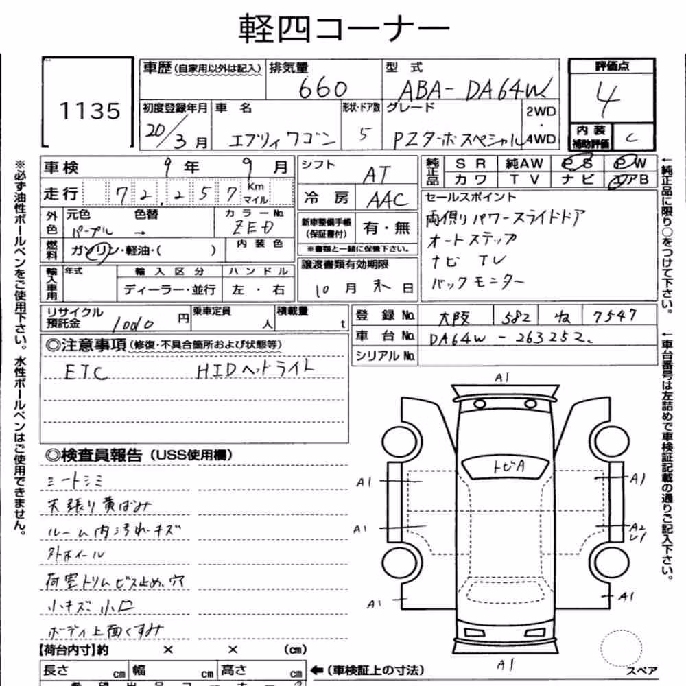 Notka aukcyjna: SUZUKI EVERY WAGON PZ TURBO SPECIAL