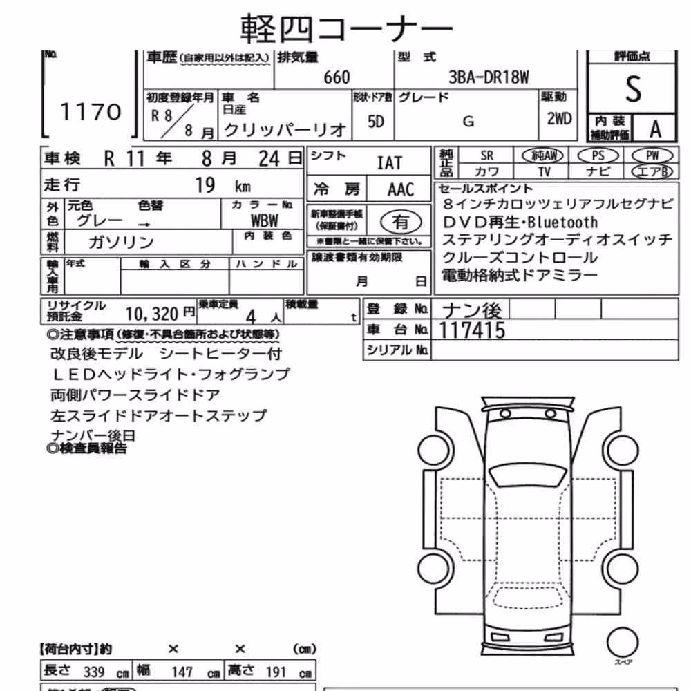 Notka aukcyjna: NISSAN CLIPPER RIO G