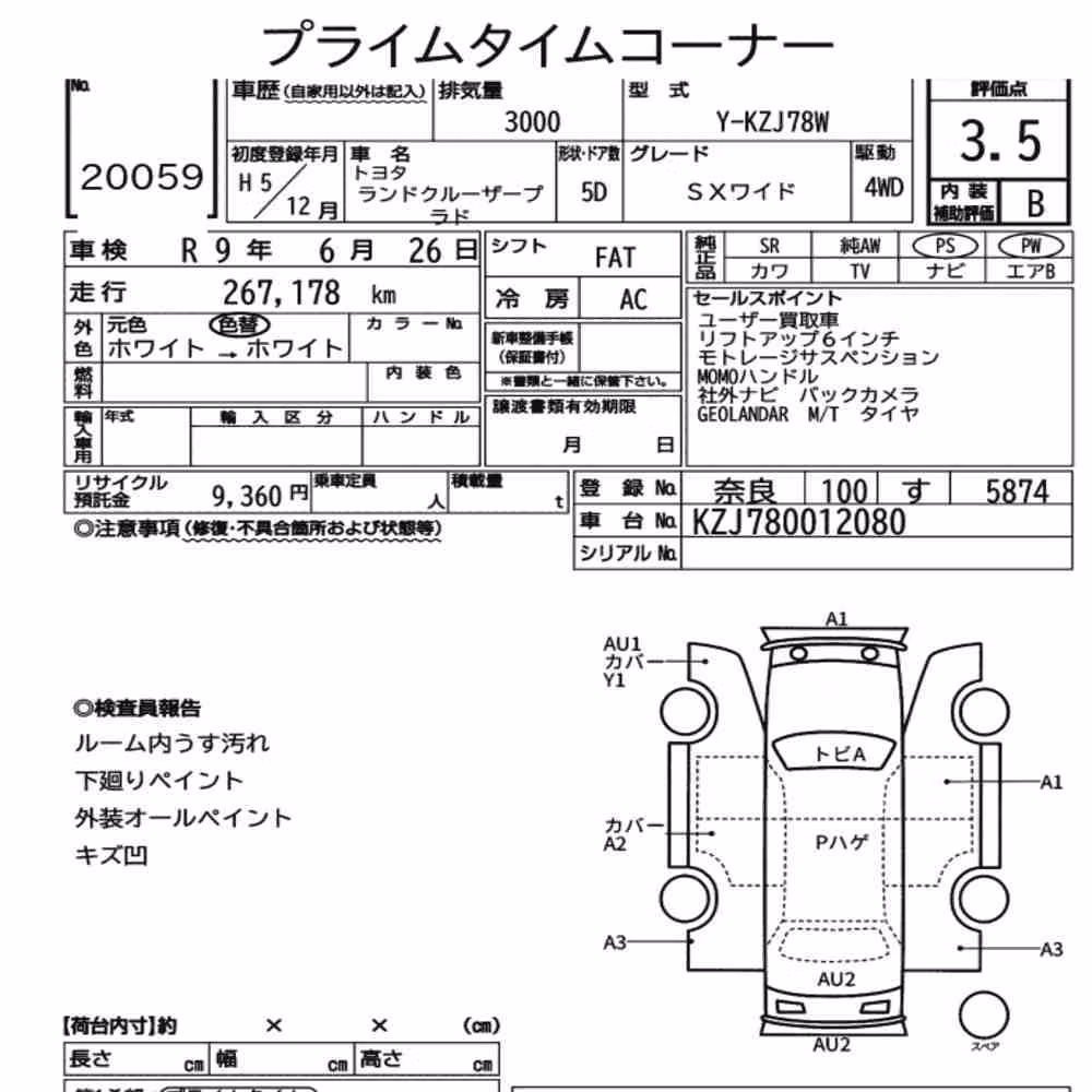 Notka aukcyjna: TOYOTA LAND CRUISER PRADO 5D 4WD SX WIDE