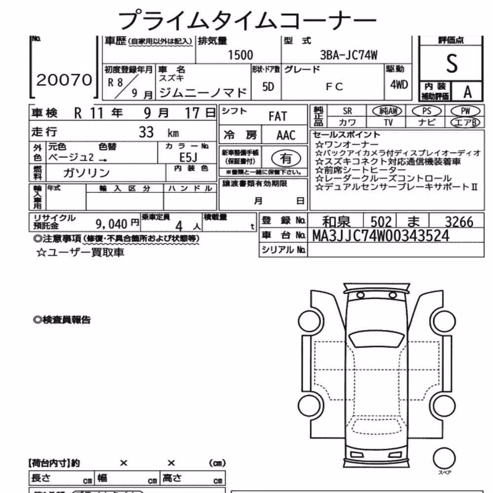 Notka aukcyjna: SUZUKI JIMMY MOMADE 4WD FC