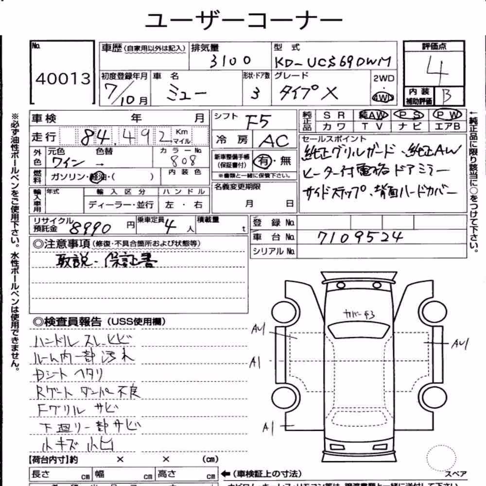 Notka aukcyjna: ISUZU MU 3D 4WD TYPE X
