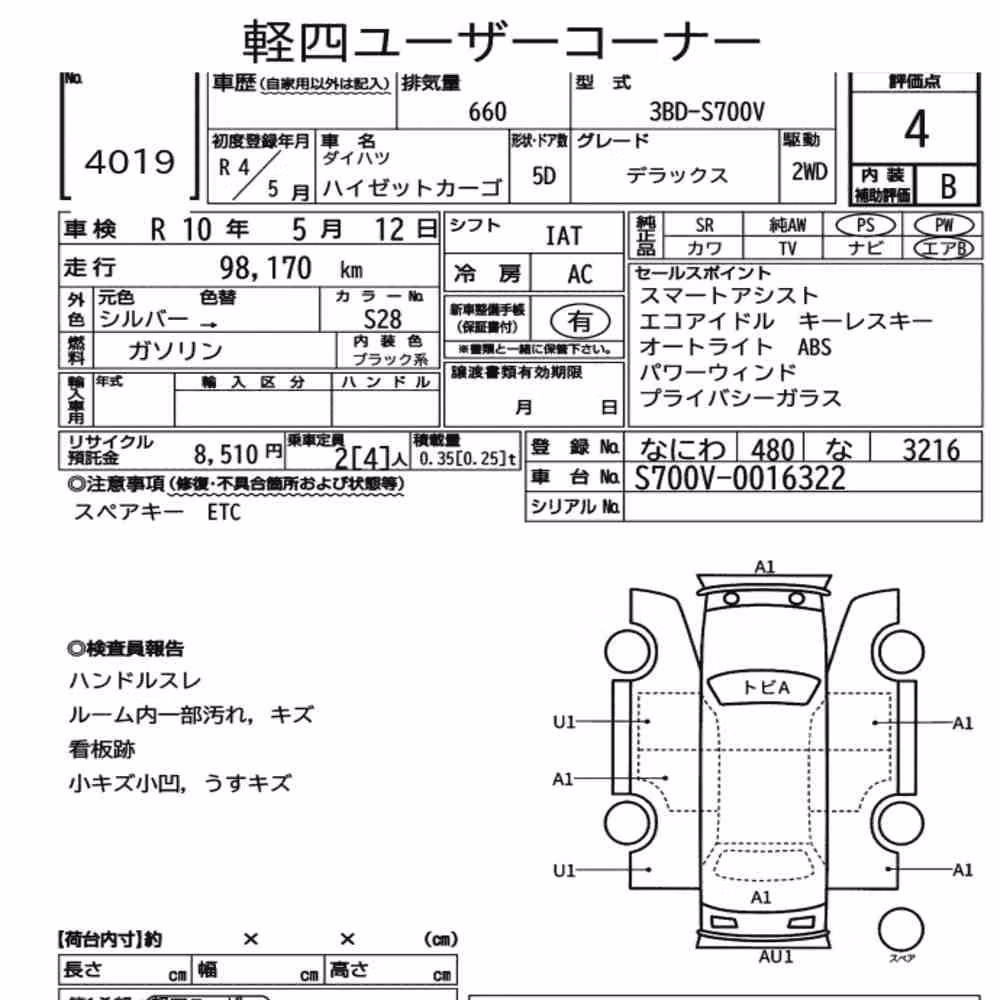 Notka aukcyjna: DAIHATSU HIJET CARGO 5D DELUXE