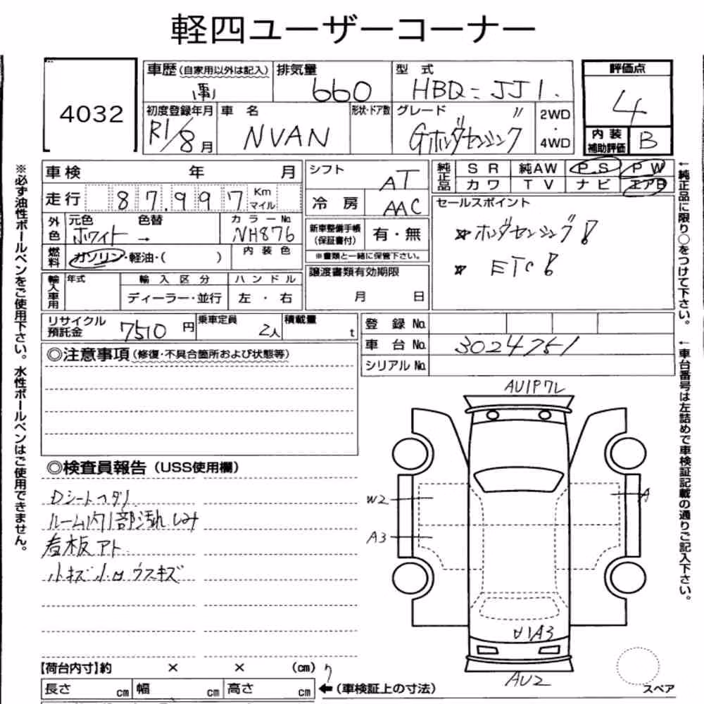 Notka aukcyjna: HONDA N-VAN G・HONDA SENSING
