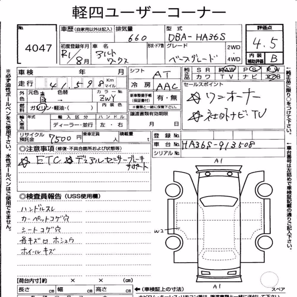 Notka aukcyjna: SUZUKI ALTO WORKS 5D BASE GRADE