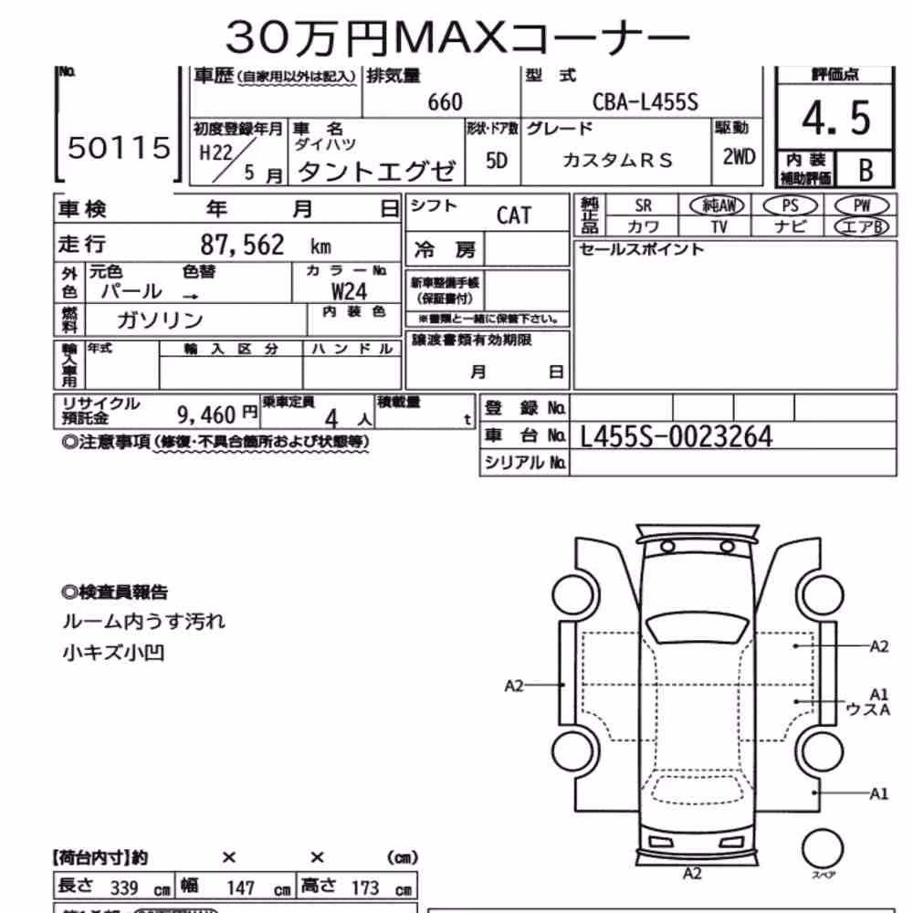 Notka aukcyjna: DAIHATSU TANTO EXE CUSTOM RS