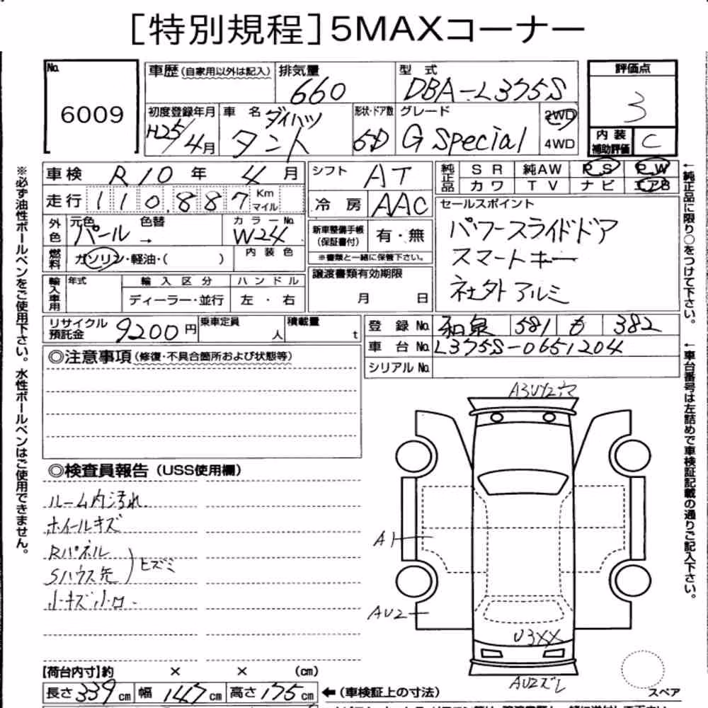 Notka aukcyjna: DAIHATSU TANTO G SPECIAL