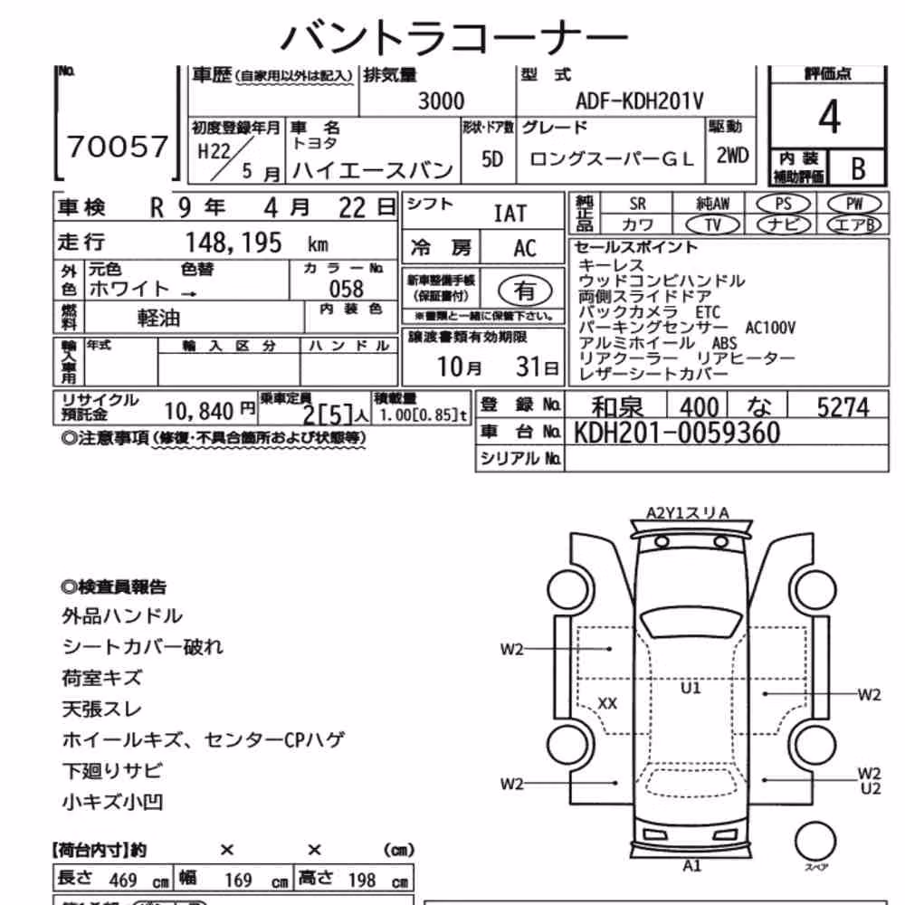 Notka aukcyjna: TOYOTA HIACE VAN 5D LONG SUPER GL