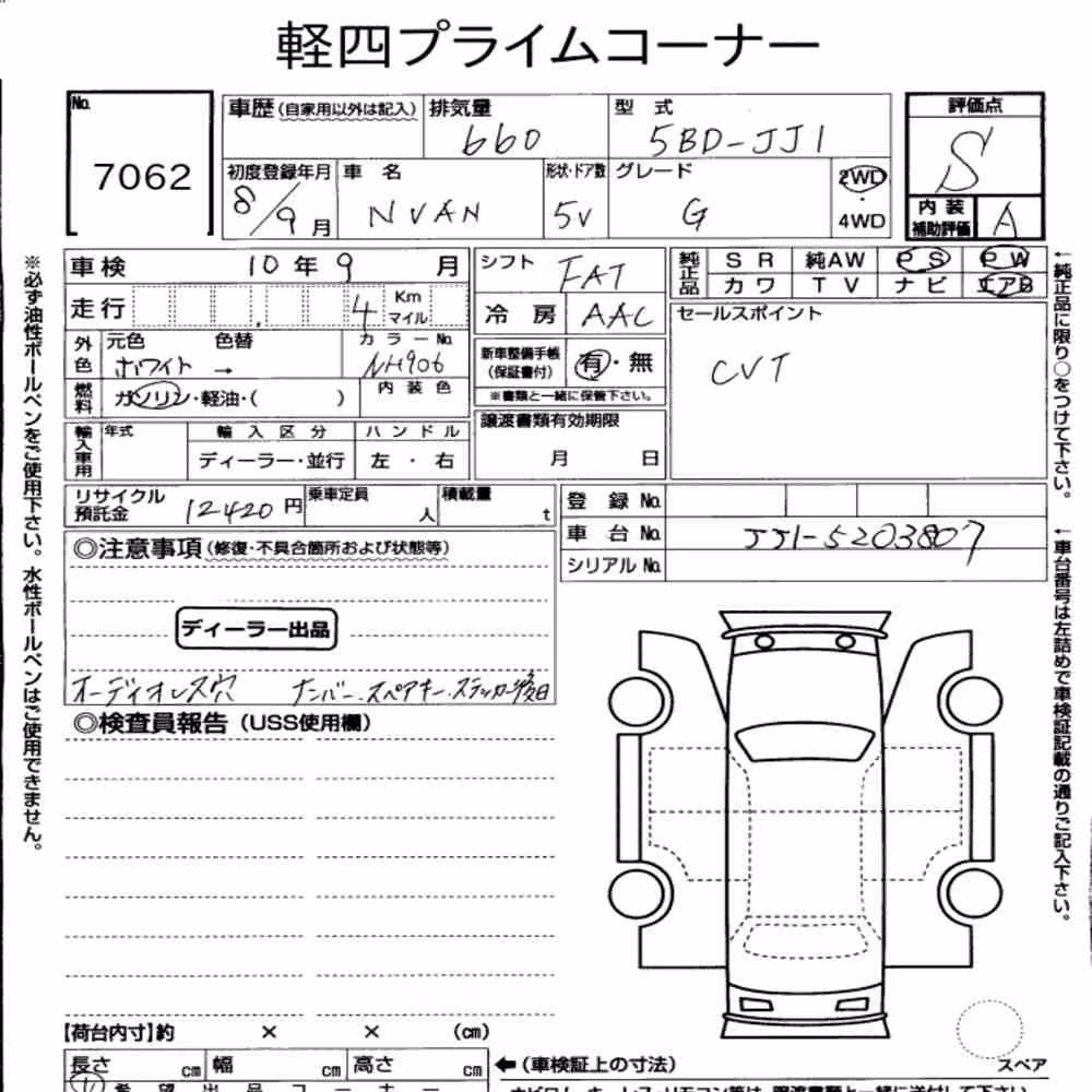 Notka aukcyjna: HONDA N-VAN G