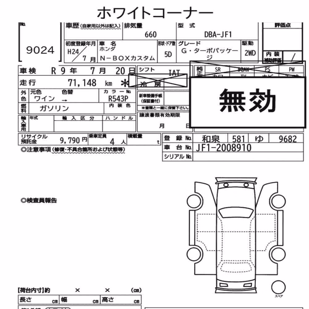 Notka aukcyjna: HONDA N-BOX CUSTOM G・TURBO PACKAGE