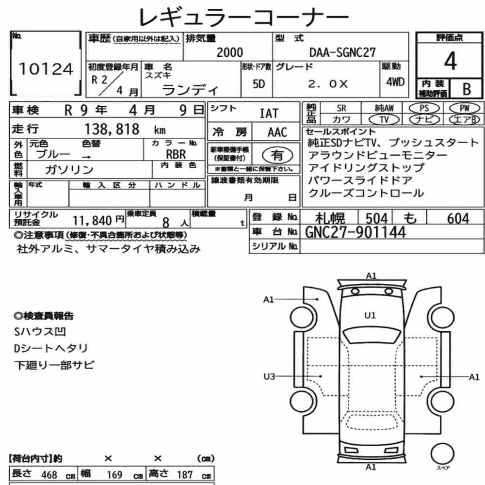 Notka aukcyjna: SUZUKI LANDY 4WD 2.0X