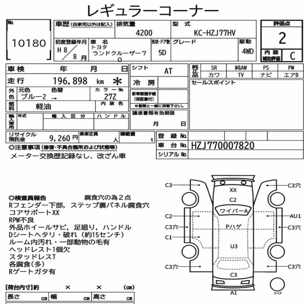 Notka aukcyjna: TOYOTA LAND CRUISER 70 5D 4WD