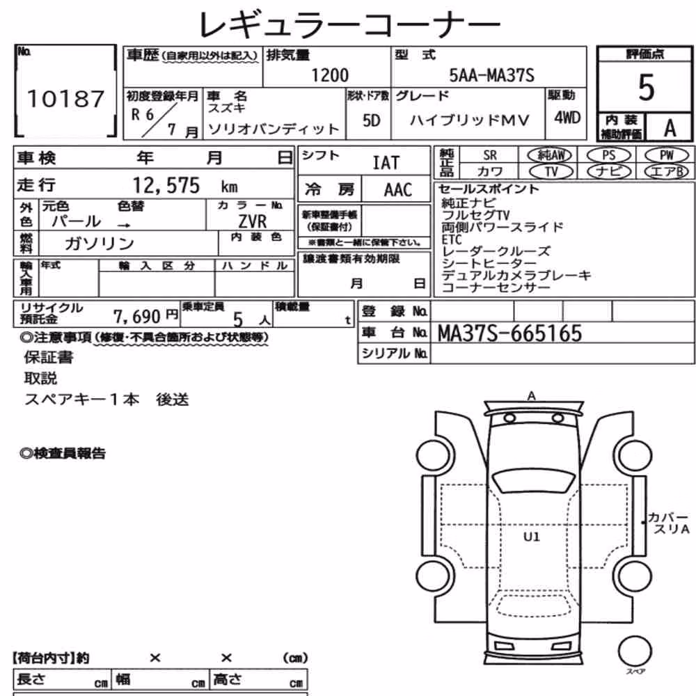Notka aukcyjna: SUZUKI SOLIO BANDIT 4WD HYBRID MV