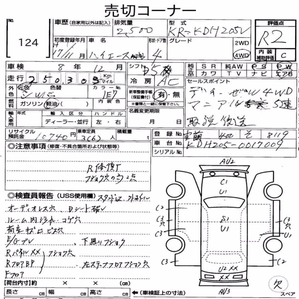 Notka aukcyjna: TOYOTA HIACE VAN 4D 4WD